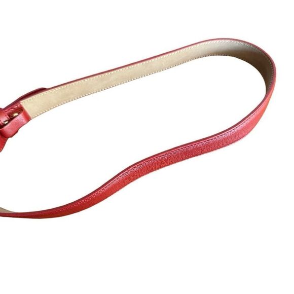 Doncaster red leather with gold chain skinny belt- Size M - Picture 3 of 4